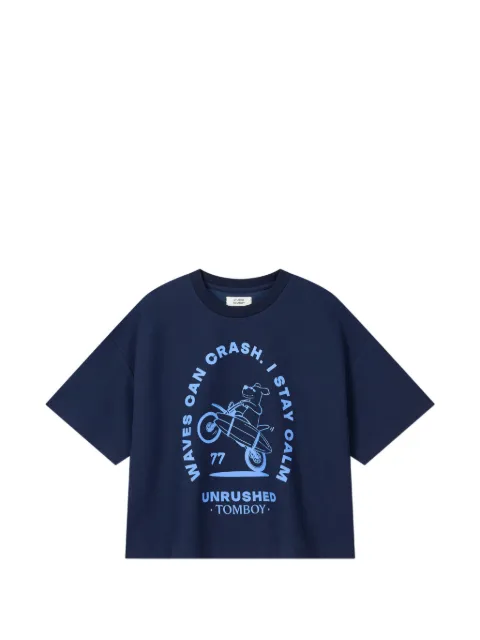 TOMBOY graphic-print back-flap T-shirt Blue 9106222211