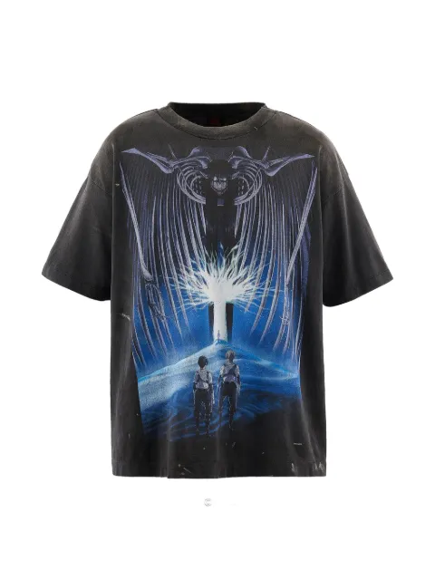 SAINT MXXXXXX graphic-print distressed T-shirt Black SMMK80000C77