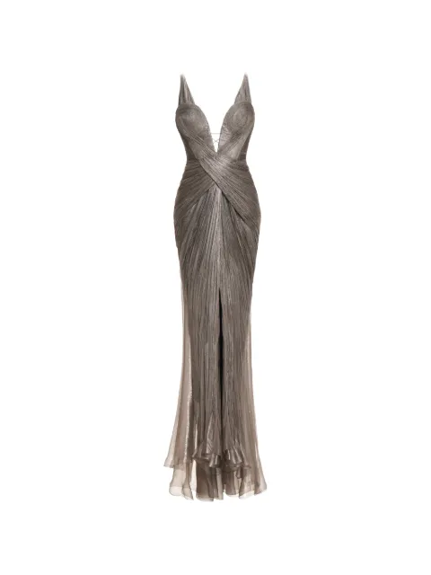 Maria Lucia Hohan Corinna pleated silk-blend maxi dress Grey PF006796