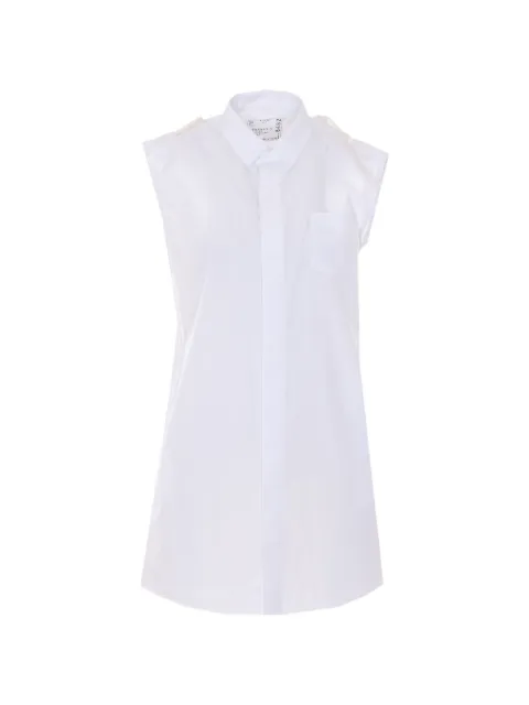 sacai tulle-panelled sleeveless dress White 2608482