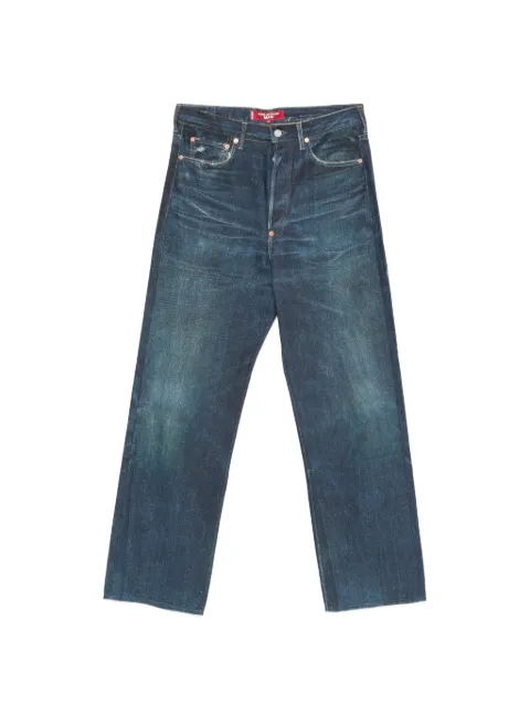 Junya Watanabe MAN faded-effect buckle-strap jeans Blue WQP902