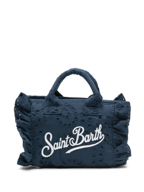 MC2 Saint Barth mini broderie-anglaise ruffled tote bag Blue VAMI018