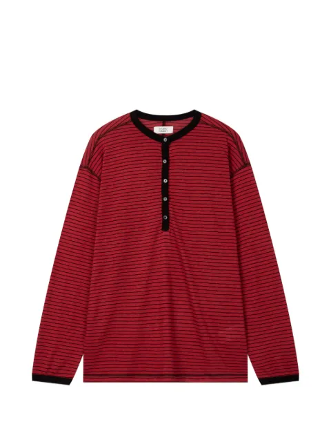 TOMBOY striped henley-neck T-shirt Red 9106222221