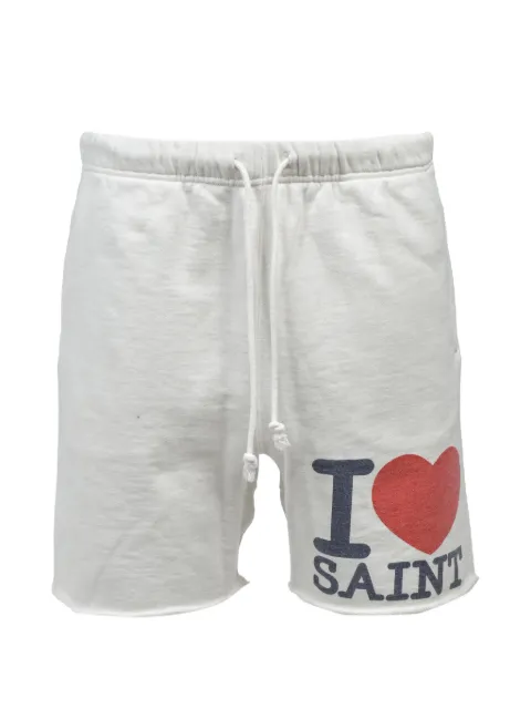 SAINT MXXXXXX raw-cut drawstring shorts Neutrals SMMK80000067