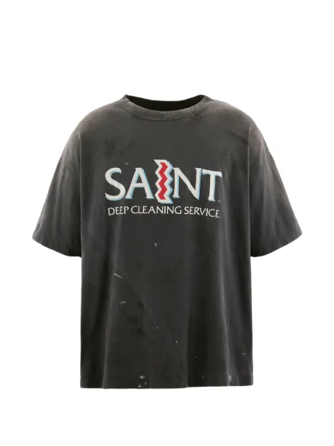SAINT MXXXXXX graphic-print distressed T-shirt Black SMMK80000005