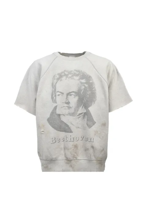 SAINT MXXXXXX distressed graphic-print sweater Grey SMMK80000051