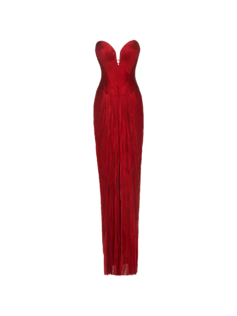 Maria Lucia Hohan Noor pleated lace-up maxi dress Red ANDORA