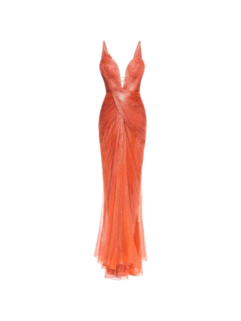 Maria Lucia Hohan Corinna draped lace-up maxi dress Orange PF006794