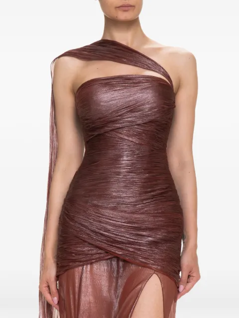 Maria Lucia Hohan Marimar ruched metallic-finish maxi dress Brown MARIMARMAXIFOIL