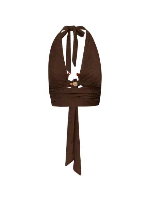 Baobab Louise stone-embellished halterneck top Brown 6801266