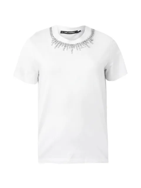 Karl Lagerfeld crystal-embellished T-shirt White B2W17017100