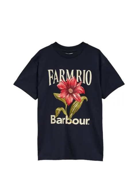 Barbour x FARM Rio floral-print T-shirt Blue LTS0736