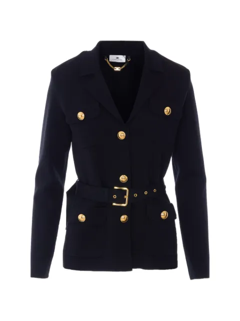 Elisabetta Franchi belted logo-button jacket Blue MK10B62E2