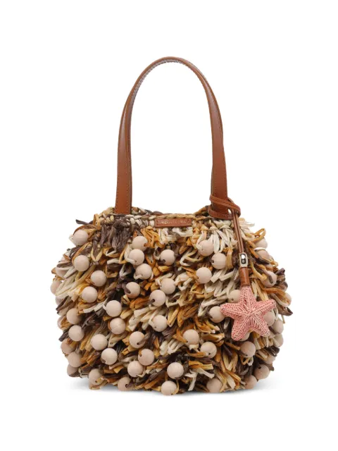 Aquazzura wood pom-pom clutch bag Neutrals WPPMBGB0RWVMBH