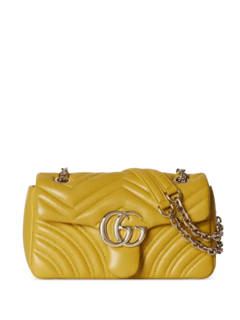Gucci small GG Marmont chevron-quilted shoulder bag Yellow 837280AAE38