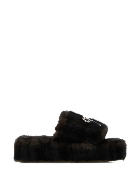 Balenciaga crystal-embellished platform slippers Brown 854673W14Y1