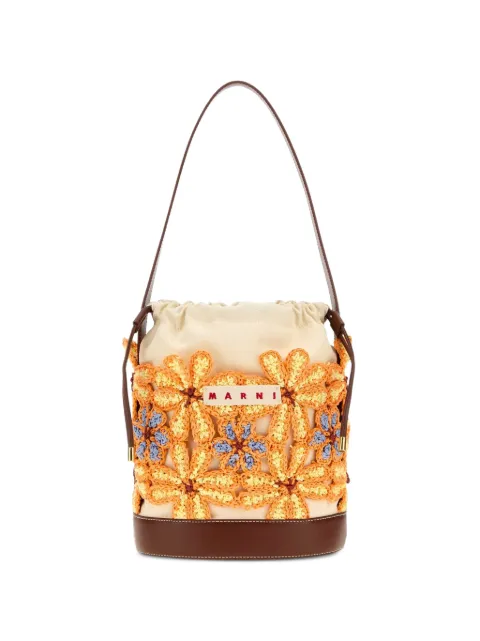 Marni crochet-flower bucket bag Orange SCMP0087A0P9112