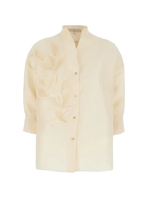 Antonelli sequin-embellished leaf-patch shirt Neutrals Q1836Q977