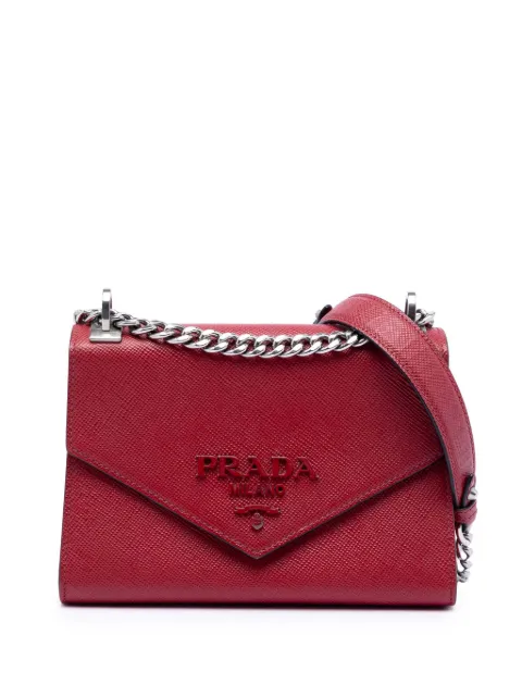 Prada Pre-Owned 2013-2026 Saffiano Cuir Monochrome Envelope crossbody bag Red Q0O1EVWJBFCAV93M