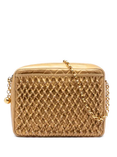 CHANEL Pre-Owned 1991-1994 Metallic Woven Lambskin Chain Camera Bag crossbody bag Gold JIXSWT0G9KN2IB4E