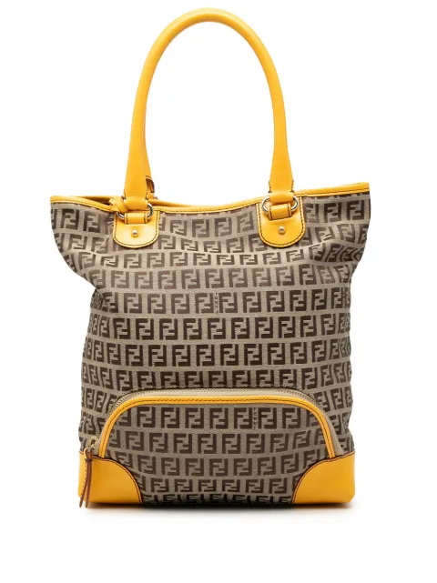 Fendi Pre-Owned 2000-2010 Zucchino Canvas Chef Front Pocket Shopping tote bag Yellow 6K7ZVA19KQT07U24
