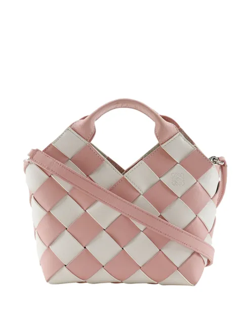 Loewe Pre-Owned 2018 Mini Woven Calfskin Gingham Surplus Basket Bag satchel Pink 9MCF1PT82A6GVYHB