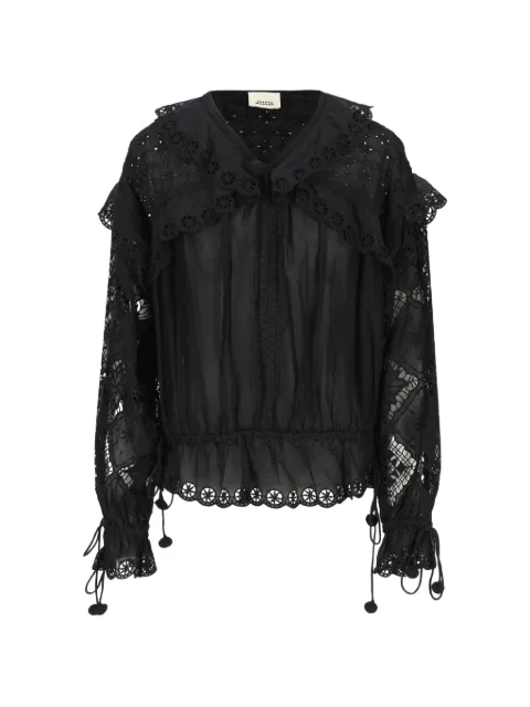 ISABEL MARANT broderie-anglaise ruffled blouse Black HT0886FAD2J17I