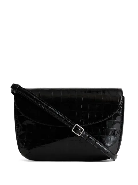 Yu Mei Keriana crocodile-embossed leather crossbody bag Black 09421034804876