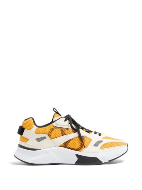 Valentino Garavani Demivee sneakers in mesh fabric with suede inserts Yellow YS0N88QAP