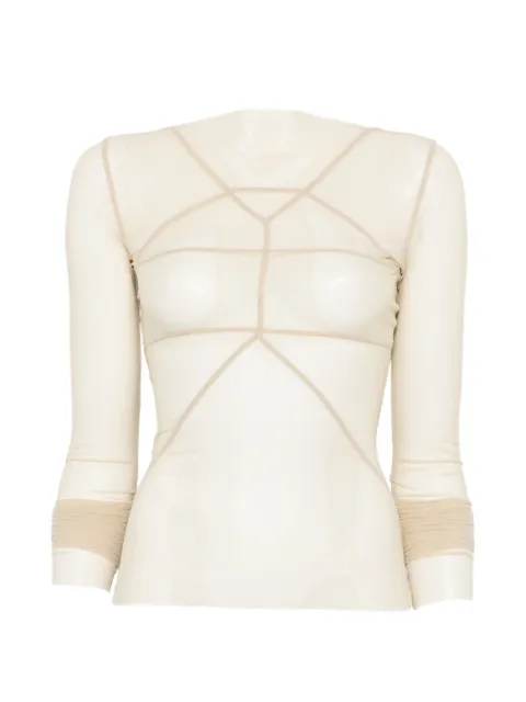 Rick Owens Temple sheer panelled long-sleeve top Neutrals RO01F6277TUS