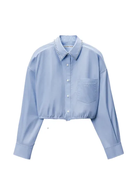 Alexander Wang crystal-stud-collar crop shirt Blue 1WC2261283459B
