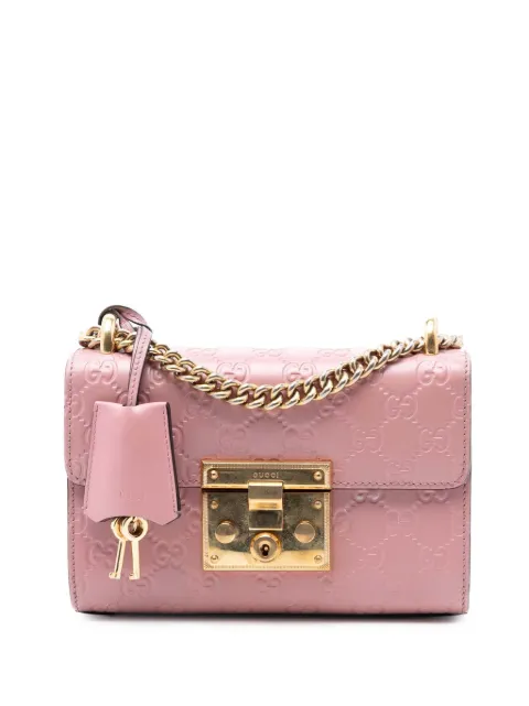 Gucci Pre-Owned 2016-2025 Small Guccissima Padlock crossbody bag Pink U5ZG764FCX27MRN2