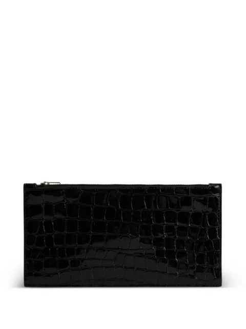 Yu Mei Hannah Envelope crocodile-embossed leather pouch Black 09421034804890