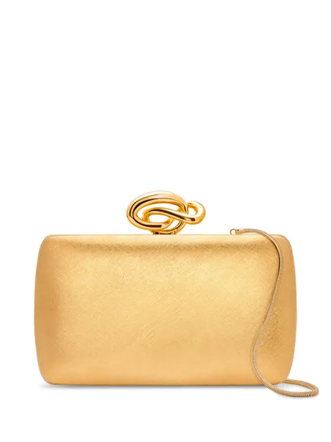 Oscar de la Renta knot Minaudière textured-finish clutch bag Gold 00NH1692BRSGOL