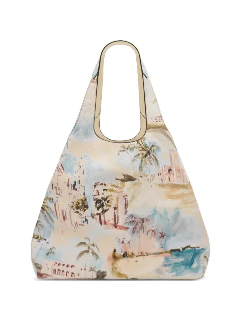 Oscar de la Renta The Topaz landscape-print pebbled-leather tote bag Neutrals 26PH1602PPLSLW