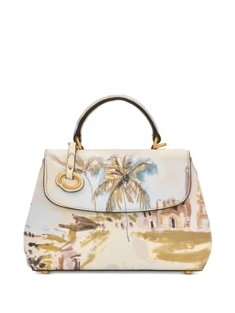 Oscar de la Renta Mini Poppy scenic-print leather tote bag Neutrals 26PH1592PCLSLW