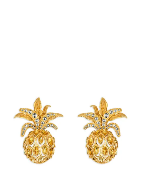 Oscar de la Renta pineapple pavé clip-on earrings Gold P26J964CIT
