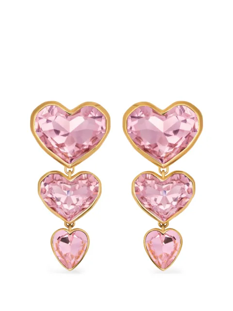 Oscar de la Renta crystal heart drop clip-on earrings Gold P26J966PNK