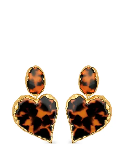 Oscar de la Renta tortoise stone heart clip-on earrings Gold P26J958TOR