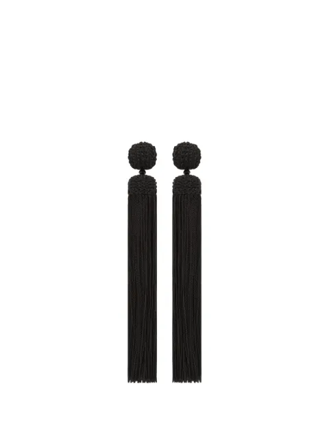 Oscar de la Renta silk rope tassel clip-on earrings Black P26J189BLK
