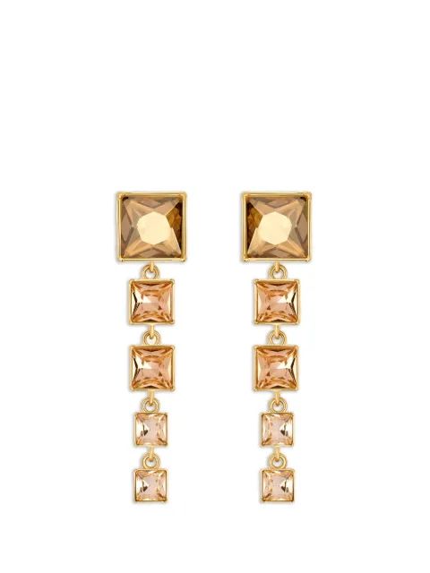 Oscar de la Renta square-cut rhinestone drop earrings Gold P26J918GSH