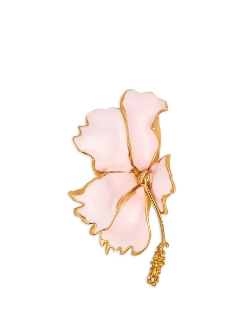 Oscar de la Renta enamel folded hibiscus clip-on earrings Gold P26J913LPK
