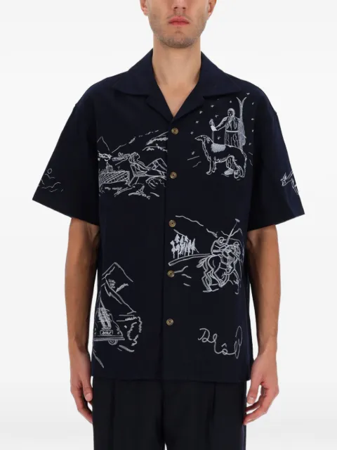 Drôle De Monsieur embroidered short-sleeves shirt Blue SH228
