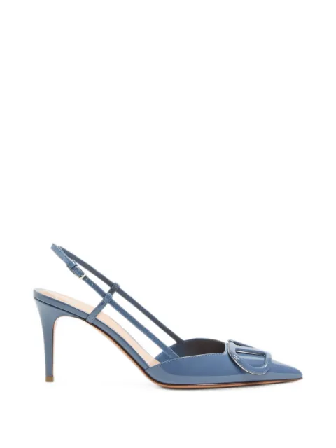 Valentino Garavani VLogo Signature patent-leather slingback pumps 80mm Blue WS0R01DUW