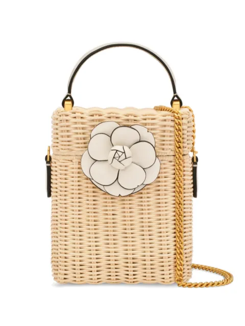 Oscar de la Renta Alibi in wicker floral-applique shoulder bag Neutrals 26PH206WICWHT