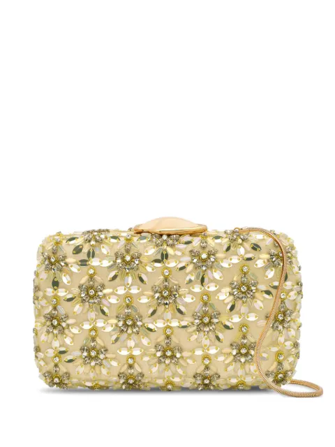 Oscar de la Renta crystal & glass embroidered o Minaudière floral-sequin clutch bag Neutrals 26PH1692EMBGOL