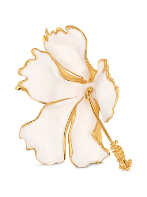 Oscar de la Renta enamel folded hibiscus brooch Gold P26J502WHT