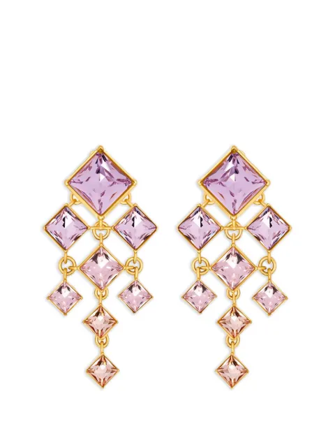 Oscar de la Renta square-cut rhinestone chandelier clip-on earrings Gold P26J919VIO