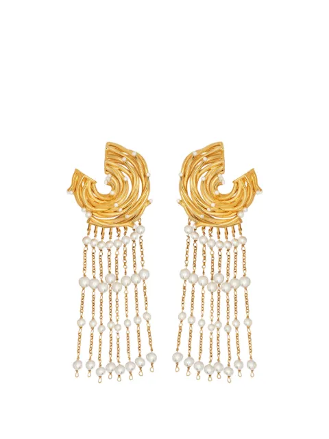 Oscar de la Renta pearl nest chandelier clip-on earrings Gold P26J934PRL