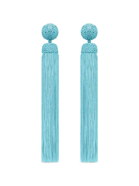 Oscar de la Renta silk rope tassel clip-on earrings Blue P26J189SLW